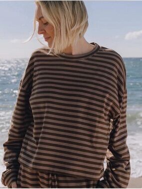 Daily Drills mocha & cocoa striped long sleeve